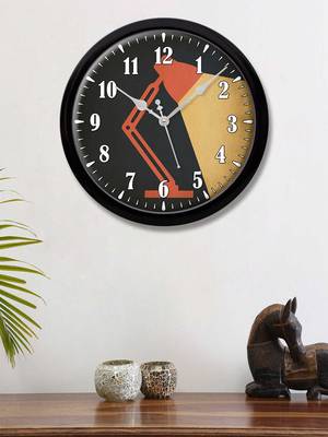Lamp light peach dark grey Modern Stylish Wall Clock (Round 12 Inch Ticking Movement Black Frame(ClockBL2P175) 1