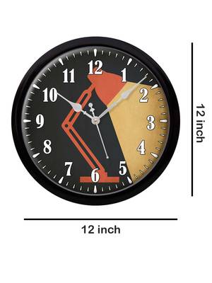 Lamp light peach dark grey Modern Stylish Wall Clock (Round 12 Inch Ticking Movement Black Frame(ClockBL2P175) 4
