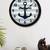 Navy Blue Anchor Grey white Striped Modern Stylish Wall Clock (Round 12 Inch Ticking Movement Black Frame