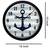 Navy Blue Anchor Grey white Striped Modern Stylish Wall Clock (Round 12 Inch Ticking Movement Black Frame