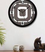 Geometrical brown and white Modern Stylish Wall Clock (Round 12 Inch Ticking Movement Black Frame(ClockBL2P185)