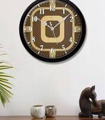 Geometrical Brown and golden Modern Stylish Wall Clock (Round 12 Inch Ticking Movement Black Frame(ClockBL2P187)
