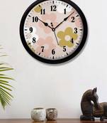 Flowers pattern Cream shade colour Modern Stylish Wall Clock (Round 12 Inch Ticking Movement Black Frame(ClockBL2P194)