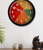 Geometric Triangles red orange and green colour Modern Stylish Wall Clock 12 Inch Black FrameBL2P197)