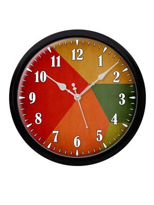 Geometric Triangles red orange and green colour Modern Stylish Wall Clock 12 Inch Black FrameBL2P197) 2