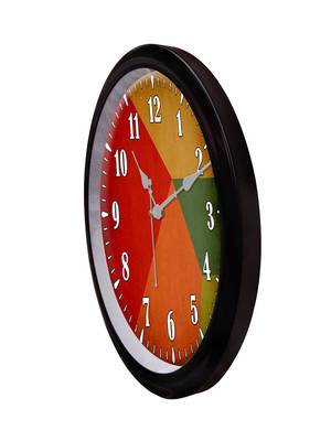 Geometric Triangles red orange and green colour Modern Stylish Wall Clock 12 Inch Black FrameBL2P197) 3