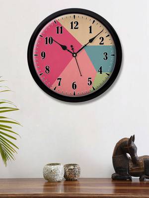 Geometric Triangles Multicolour Modern Stylish Wall Clock (Round 12 Inch Ticking Movement Black Frame(ClockBL2P198) 1