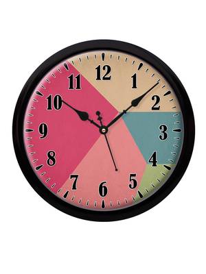 Geometric Triangles Multicolour Modern Stylish Wall Clock (Round 12 Inch Ticking Movement Black Frame(ClockBL2P198) 2