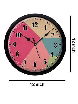 Geometric Triangles Multicolour Modern Stylish Wall Clock (Round 12 Inch Ticking Movement Black Frame(ClockBL2P198) 4