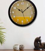 Geometrical Striped black golden and yellow colour Modern Stylish Wall Clock 12 Inch Black FrameBL2P200)