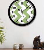 Abstract green and white Zigzag Line Design Modern Stylish Wall Clock 12 Inch Black FrameBL2P203)