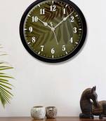 leaves Vintage texture Green colour Modern Stylish Wall Clock (Round 12 Inch Ticking Movement Black Frame(ClockBL2P213)