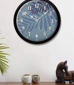 leaves Bluish grey and wine colour Modern Stylish Wall Clock (Round 12 Inch Ticking Movement Black Frame(ClockBL2P215)