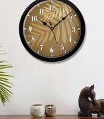 leaves golden brown colour Modern Stylish Wall Clock (Round 12 Inch Ticking Movement Black Frame(ClockBL2P217)