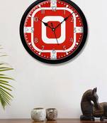 Geometrical Abstract red and White colour Modern Stylish Wall Clock 12 Inch Black FrameBL2P219)