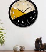 Geometrical Abstract yellow golden black colour Modern Stylish Wall Clock 12 Inch Black FrameBL2P220)