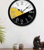 Geometrical Abstract yellow grey black colour Modern Stylish Wall Clock 12 Inch Black FrameBL2P221)