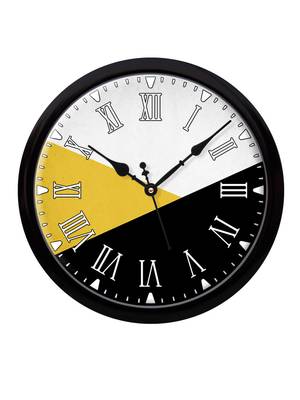 Geometrical Abstract yellow grey black colour Modern Stylish Wall Clock 12 Inch Black FrameBL2P221) 2