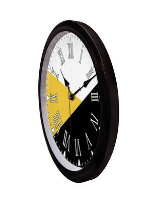 Geometrical Abstract yellow grey black colour Modern Stylish Wall Clock 12 Inch Black FrameBL2P221) 3