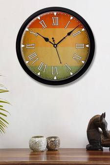 Geometrical Abstract Multicolour bold striped Modern Stylish Wall Clock 12 Inch Black FrameBL2P222)