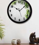 Leaves Grey green Modern Stylish Wall Clock (Round 12 Inch Ticking Movement Black Frame(ClockBL2P228)