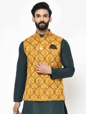 Multicolor printed blended cotton nehru-jacket 1