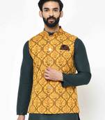 Multicolor printed blended cotton nehru-jacket
