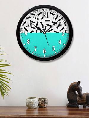 Geometric abstract art Sea Blue Grey black Modern Stylish Wall Clock 12 Inch Black FrameBL2P244) 1