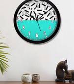 Geometric abstract art Sea Blue Grey black Modern Stylish Wall Clock 12 Inch Black FrameBL2P244)