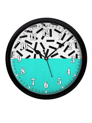 Geometric abstract art Sea Blue Grey black Modern Stylish Wall Clock 12 Inch Black FrameBL2P244) 2