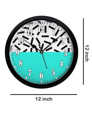 Geometric abstract art Sea Blue Grey black Modern Stylish Wall Clock 12 Inch Black FrameBL2P244) 4