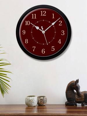 Deep Brown wood texture Modern Stylish Wall Clock (Round 12 Inch Ticking Movement Black Frame(ClockBL2P255) 1