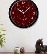 Deep Brown wood texture Modern Stylish Wall Clock (Round 12 Inch Ticking Movement Black Frame(ClockBL2P255)