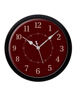 Deep Brown wood texture Modern Stylish Wall Clock (Round 12 Inch Ticking Movement Black Frame(ClockBL2P255) 2