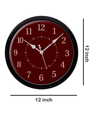 Deep Brown wood texture Modern Stylish Wall Clock (Round 12 Inch Ticking Movement Black Frame(ClockBL2P255) 4
