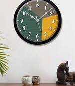 wood texture green grey and yellow Modern Stylish Wall Clock (Round 12 Inch Ticking Movement Black Frame(ClockBL2P256)