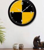 Geometrical Abstract yellow black colour Modern Stylish Wall Clock 12 Inch Black FrameBL2P258)