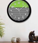 Striped Black white line Green Modern Stylish Wall Clock (Round 12 Inch Ticking Movement Black Frame(ClockBL2P260)