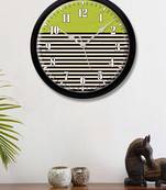 Striped Black Creamy line Green Modern Stylish Wall Clock (Round 12 Inch Ticking Movement Black Frame(ClockBL2P261)