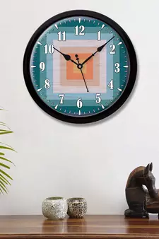 Striped Multicolour Modern Stylish Wall Clock (Round 12 Inch Ticking Movement Black Frame(ClockBL2P262)