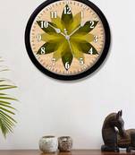 abstract Flower Green shade Modern Stylish Wall Clock (Round 12 Inch Ticking Movement Black Frame(ClockBL2P263)