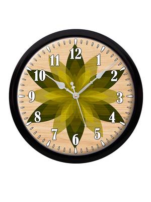 abstract Flower Green shade Modern Stylish Wall Clock (Round 12 Inch Ticking Movement Black Frame(ClockBL2P263) 2