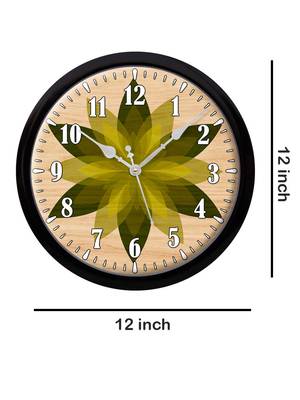 abstract Flower Green shade Modern Stylish Wall Clock (Round 12 Inch Ticking Movement Black Frame(ClockBL2P263) 4