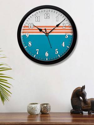 Geometrical Line art Blue red and white Modern Stylish Wall Clock 12 Inch Black FrameBL2P264) 1