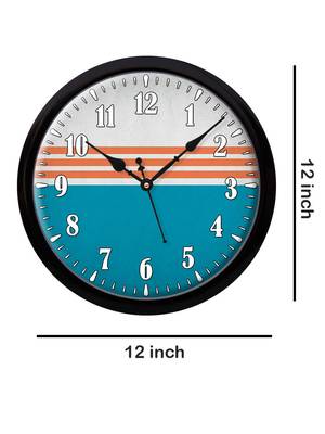 Geometrical Line art Blue red and white Modern Stylish Wall Clock 12 Inch Black FrameBL2P264) 4