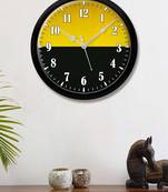 Geometrical Half circle yellow black Modern Stylish Wall Clock 12 Inch Black FrameBL2P265)