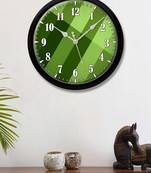 Green Striped line Green Modern Stylish Wall Clock (Round 12 Inch Ticking Movement Black Frame(ClockBL2P266)