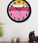 Geometrical Line art pink yellow white Modern Stylish Wall Clock 12 Inch Black FrameBL2P269)