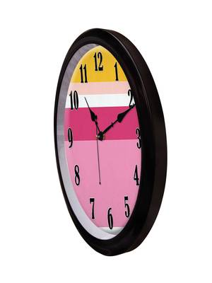 Geometrical Line art pink yellow white Modern Stylish Wall Clock 12 Inch Black FrameBL2P269) 3