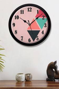 abstract Four Triangles Multicolour Modern Stylish Wall Clock (Round 12 Inch Ticking Movement Black Frame(ClockBL2P270)